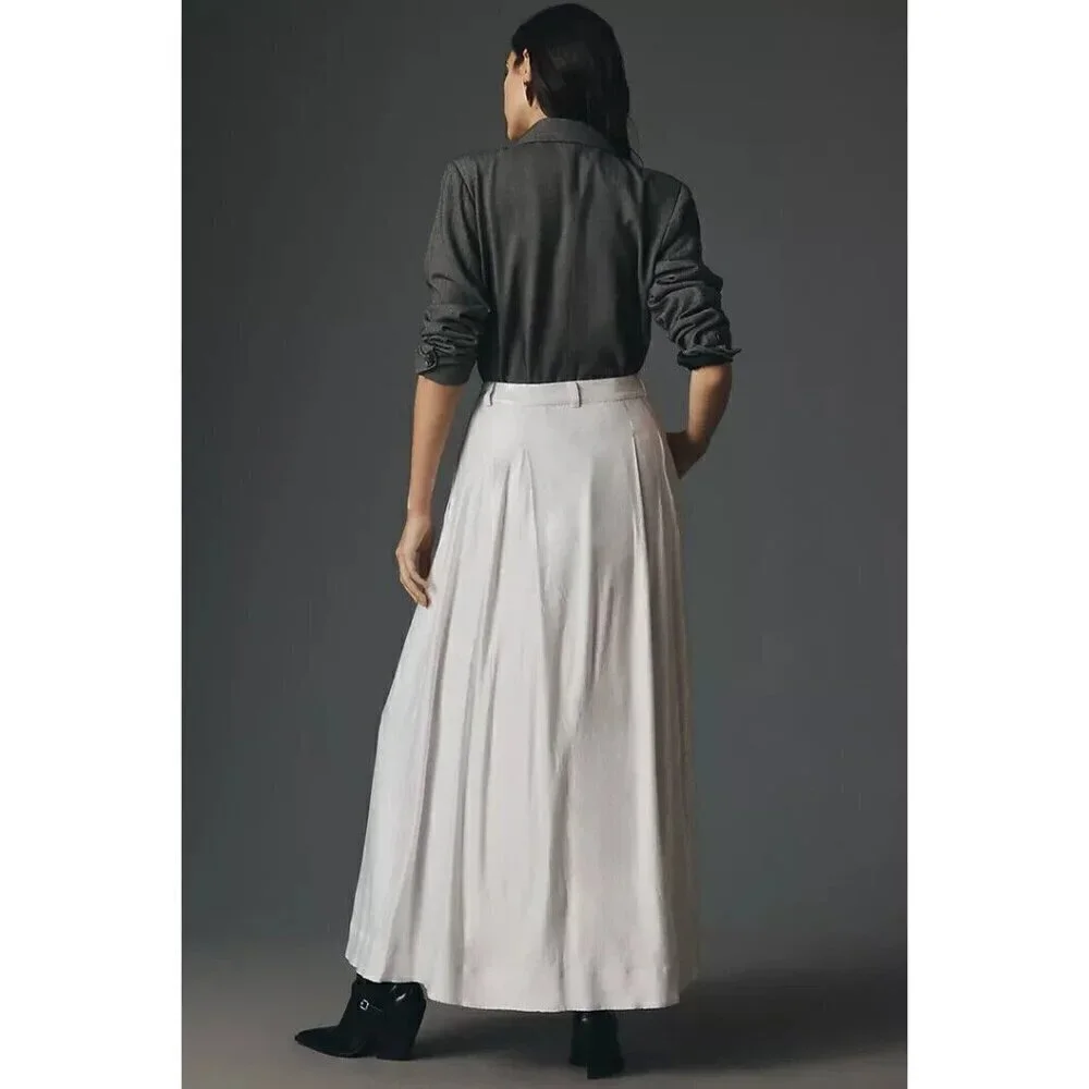 NWT Anthropologie Avery Pleated Maxi Skirt Sequin 20W Silver Party Cockail - Picture 3 of 10